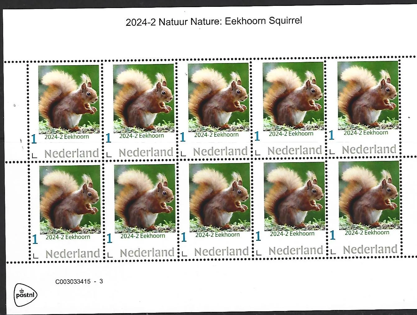Pays-Bas 2024-2 Nature: Écureuil feuillet neuf/mnh