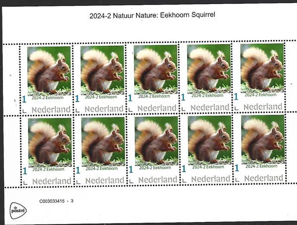 Nederland 2024-2 Natuur Nature: Eekhoorn Squirrel sheetlet postfris/mnh