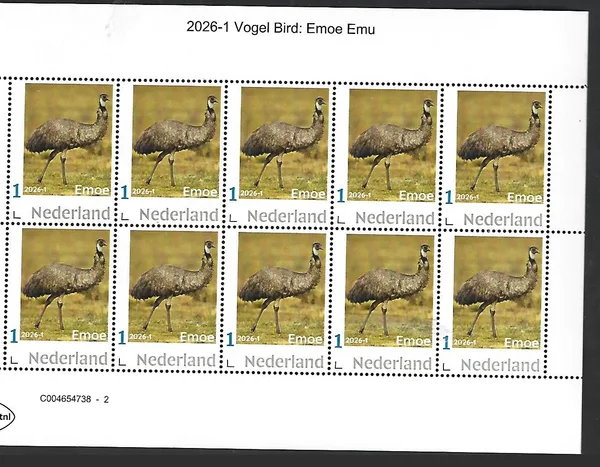Netherlands 2026-1 Bird: Emu sheetlet MNH