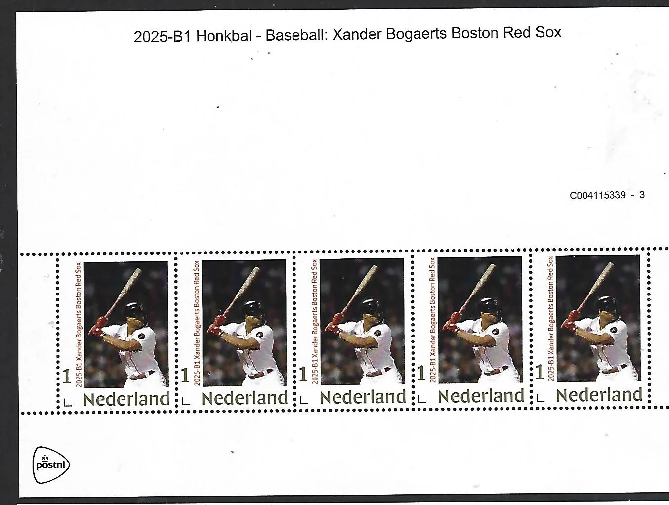 Nederland 2025-B1 Honbkbal Baseball: Xander Bogaerts Red Sox sheet postfris/mnh