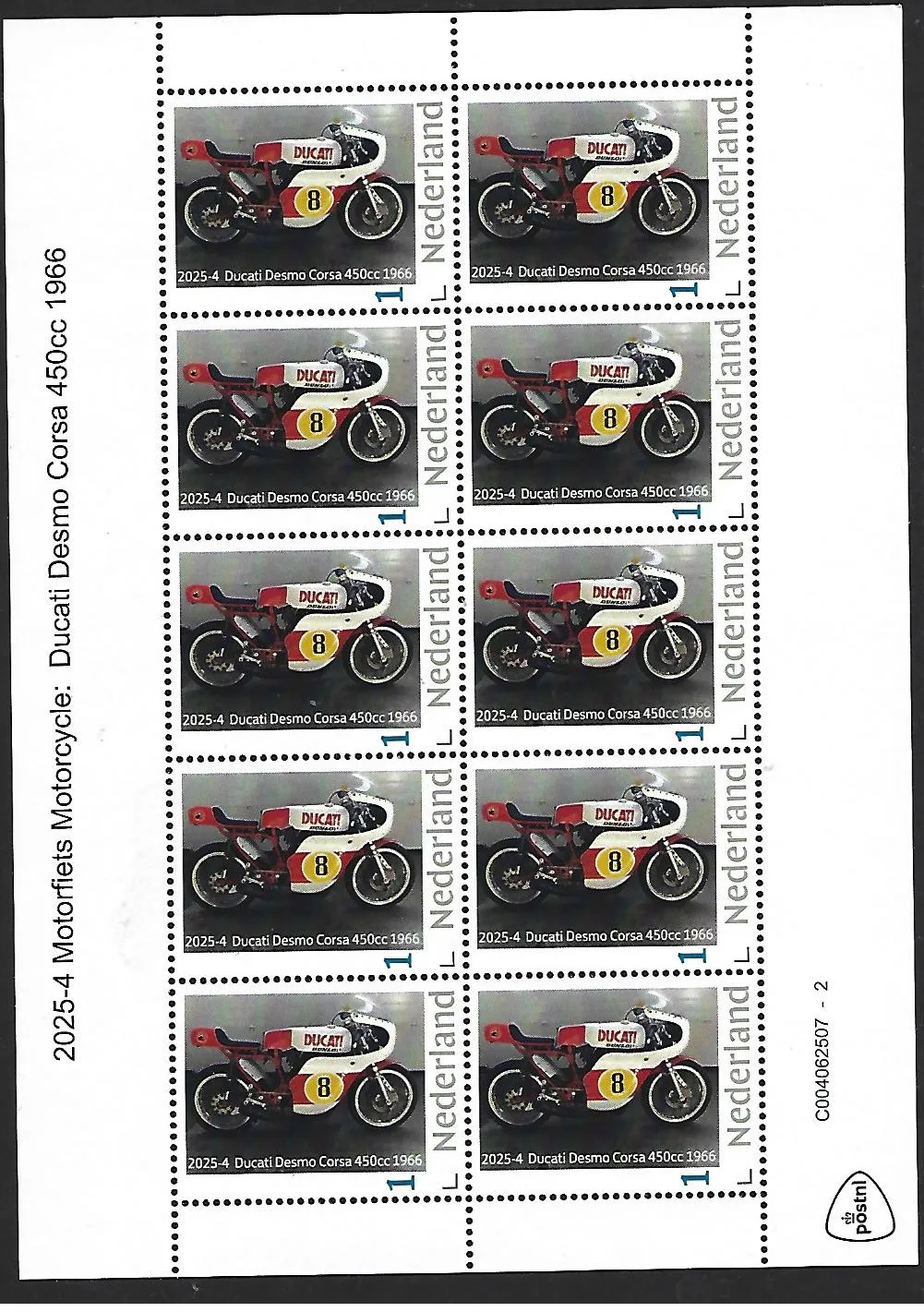 Netherlands 2025-4 Motorcycle: Ducati Desmo Corsa 450CC sheetlet MNH