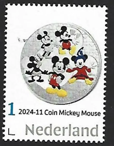 Netherlands 2024-11 Coin on stamp Disney Mickey and friends complete MNH