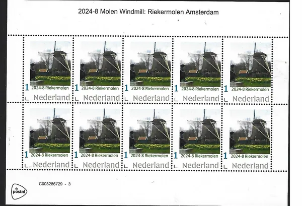 Nederland 2024-8 Molen windmill De Bloem Amsterdam sheetlet postfris/mnh