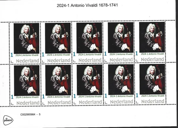 Netherlands 2024-1 Antonio Vivaldi cello vel-sheetlet MNH