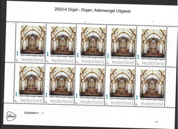 2023-4 Orgel Organ Ademaorgel Uitgeest vel-sheetlet postfris/mnh