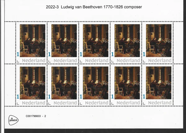 Netherlands 2022-3 Ludwig van Beethoven 1770-1826 piano vel-sheetlet MNH