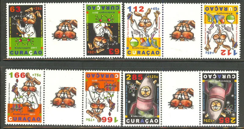 Curacao 54a-57a Kinderzegels 2011 brugparen- gutterpairs postfrs/mnh
