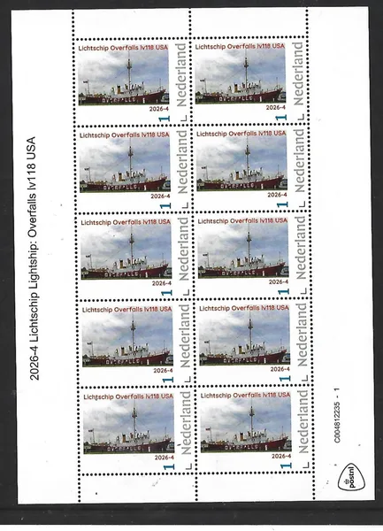 Nederland 2026-4 Lichtschip Lightship: Overfalls lv118 USA sheet postfris/mnh