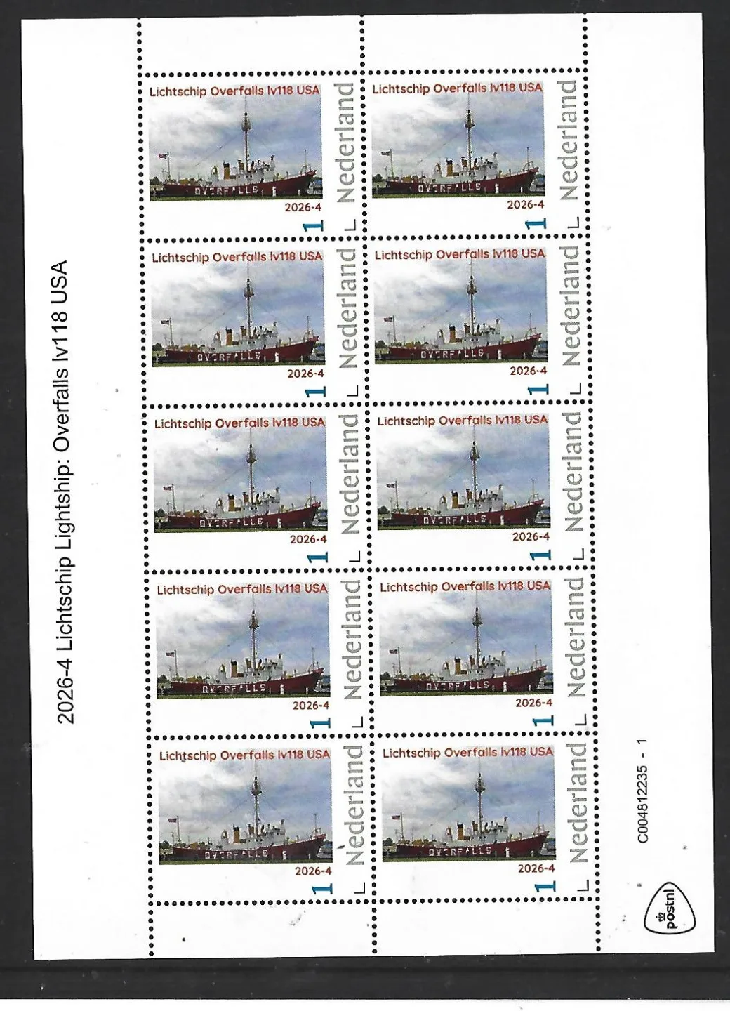 Netherlands 2026-4 Lightship Overfalls lv118 USA sheet MNH