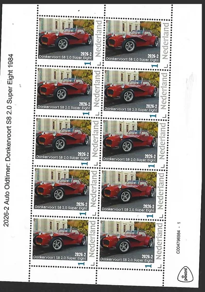 Nederland 2026-2 Auto Car Oldtimer: Donkervoort S8 2.0 Super Eight sheet postfris/mnh