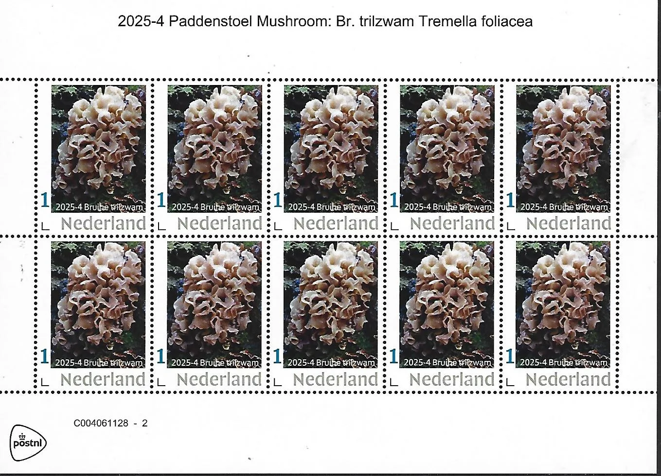Nederland 2025-4 Paddenstoel Mushroom: Bruine inktzwam sheetlet posfris/mnh