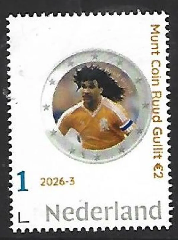 Nederland 2026-3 Beroemd op munt Famous: Ruud Gullit voetbal Soccer €2 postfris/mnh