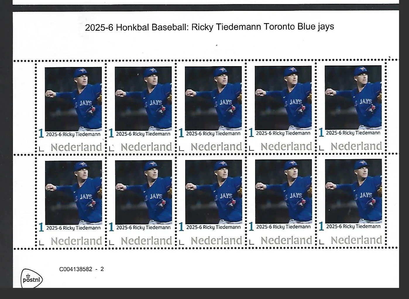 Nederland 2025-6 Honkbal Baseball: Rickey Tiedemann MLB sheetlet postfris/mnh