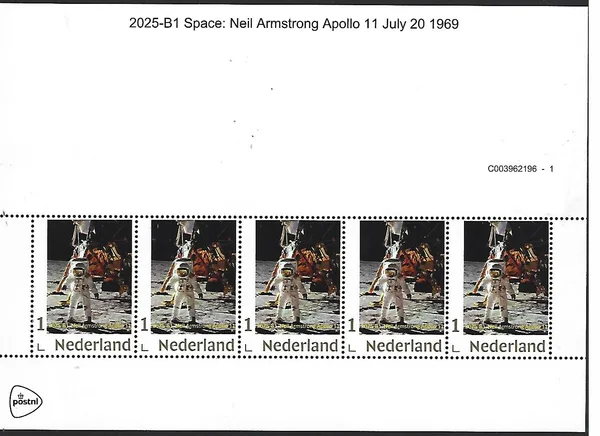 Nederland 2025-B1 Ruimtevaart Space: Neil Armstrong Apollo XI 1969 sheetlet postfris/mnh