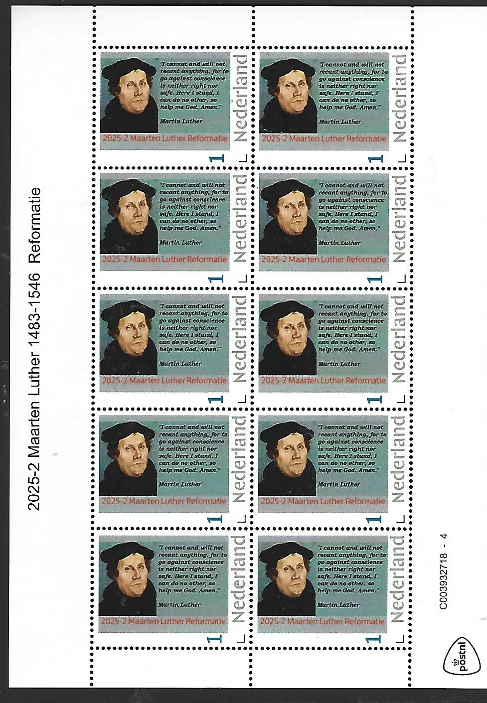Nederland 2025-2 Maarten Luther Reformatie sheetlet postfris/mnhent