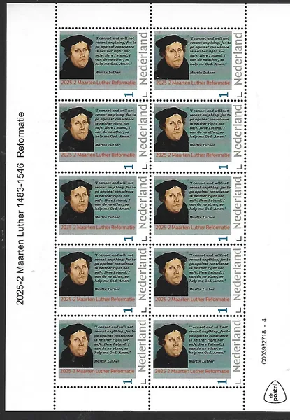 Netherlands 2025-2 Martin Luther Reformation sheetlet MNH