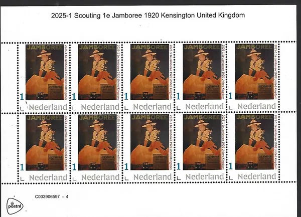 Netherlands 2025-1 1st World Jamboree 1920 Kensington GBR sheetlet MNH