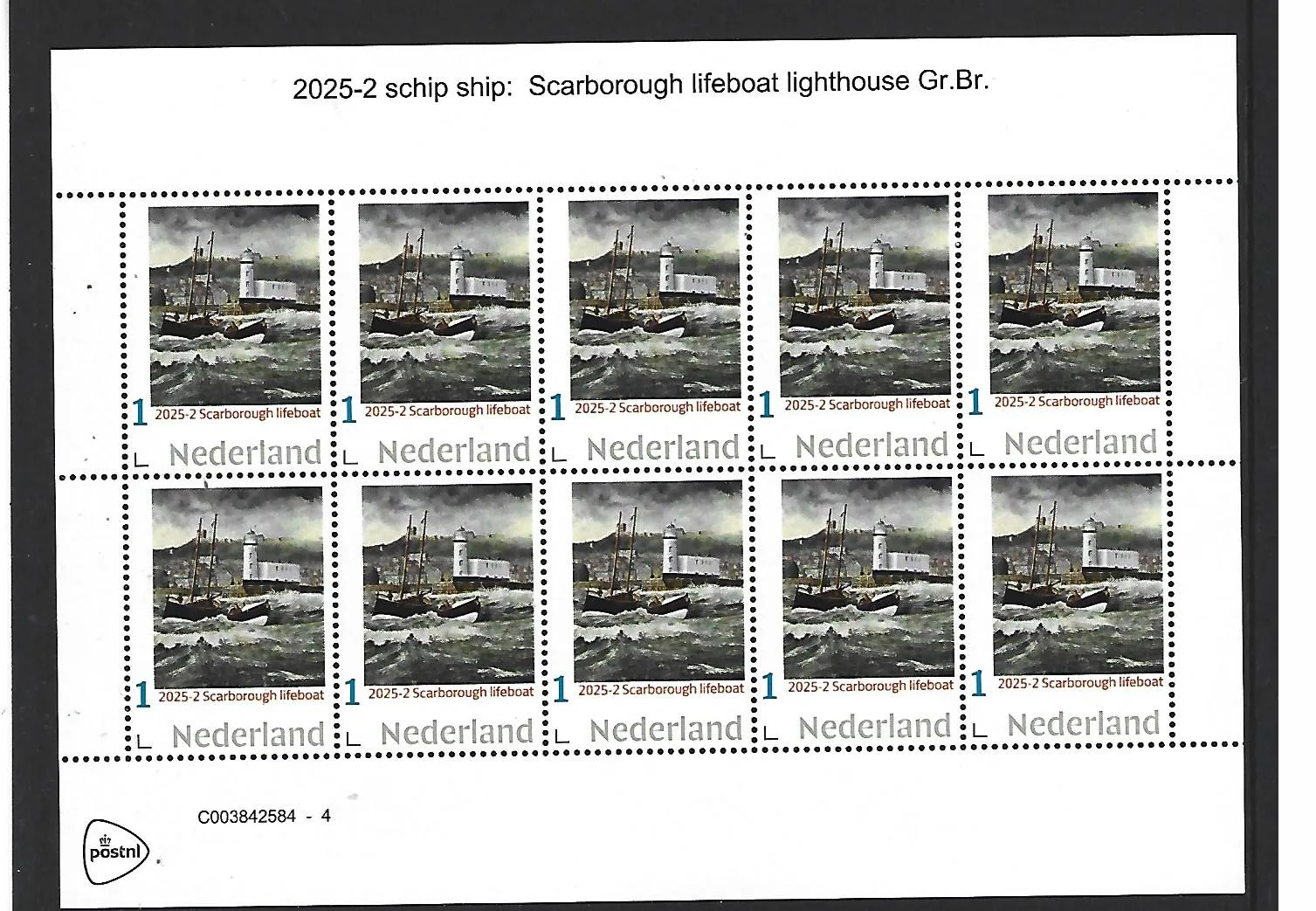 Nederland 2025-2 Schip schip Lifeboat lighthouse Scarborough GBR sheetlet postfris/mnh