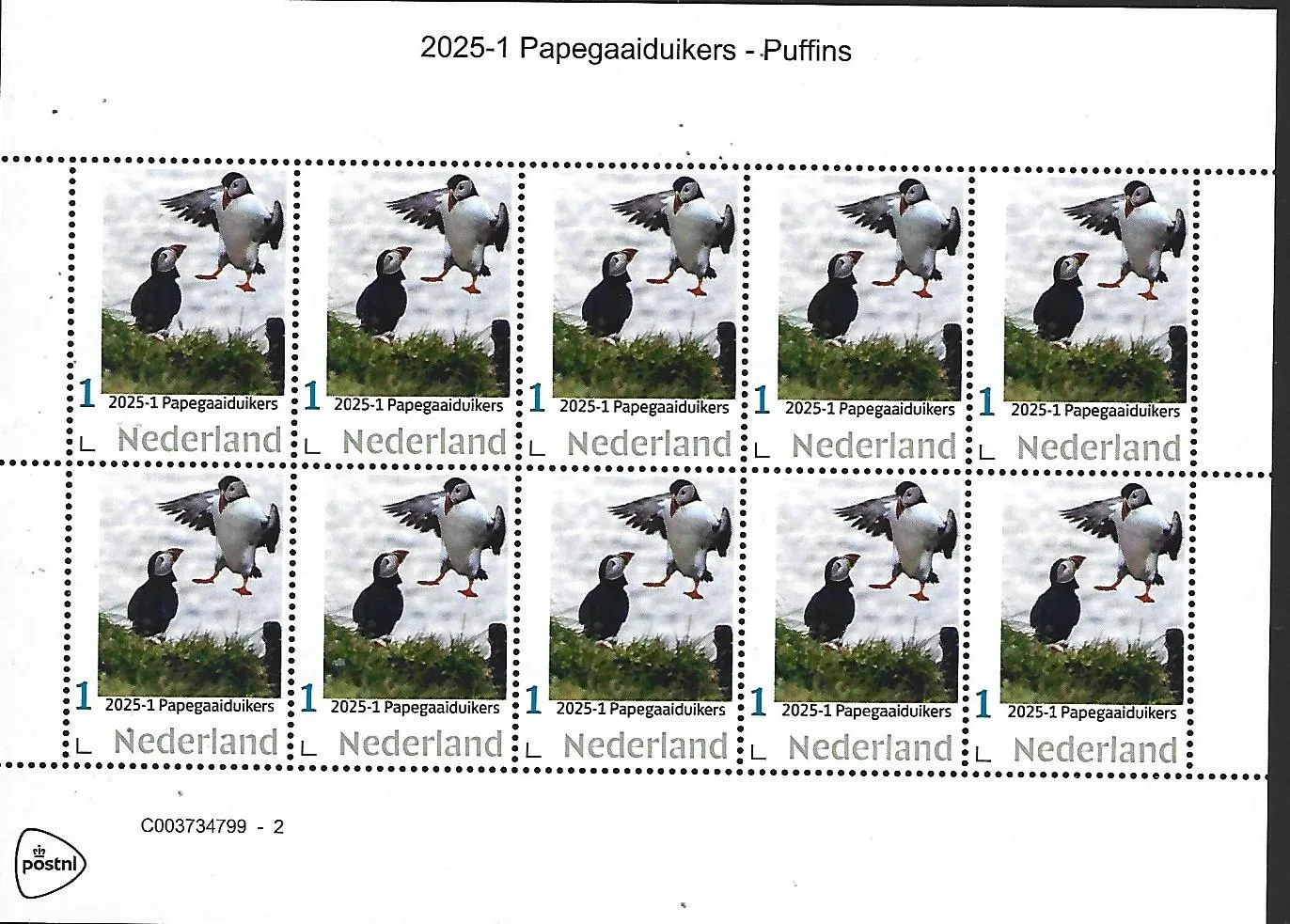 Nederland 2025-1 Papegaaiduiker Puffin sheetlet postfris/mnh