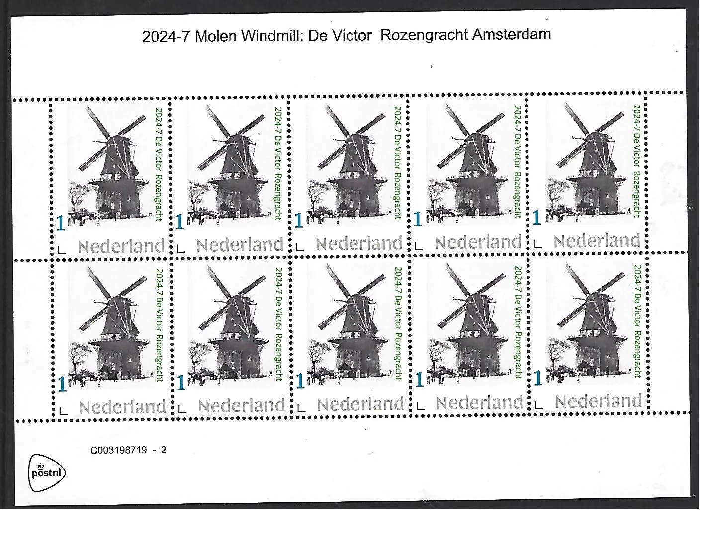 Pays-Bas 2024-7 Moulin Windmill : De Victor Amsterdam neuf/mnh