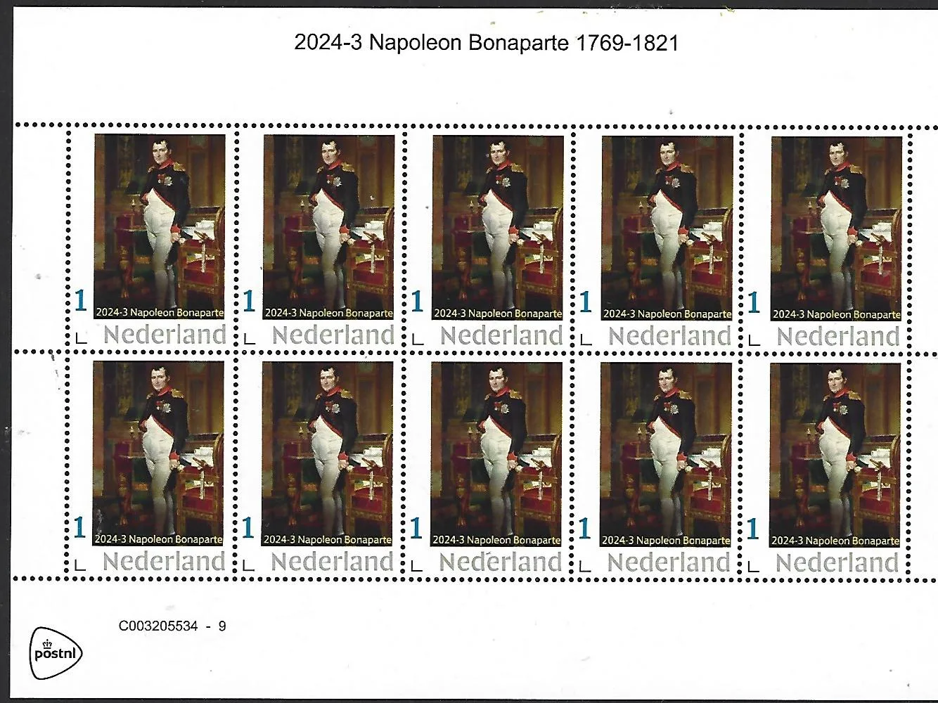 Pays-Bas 2024-3 Napoléon Bonaparte 1769-1821 bloc postfris/mnh