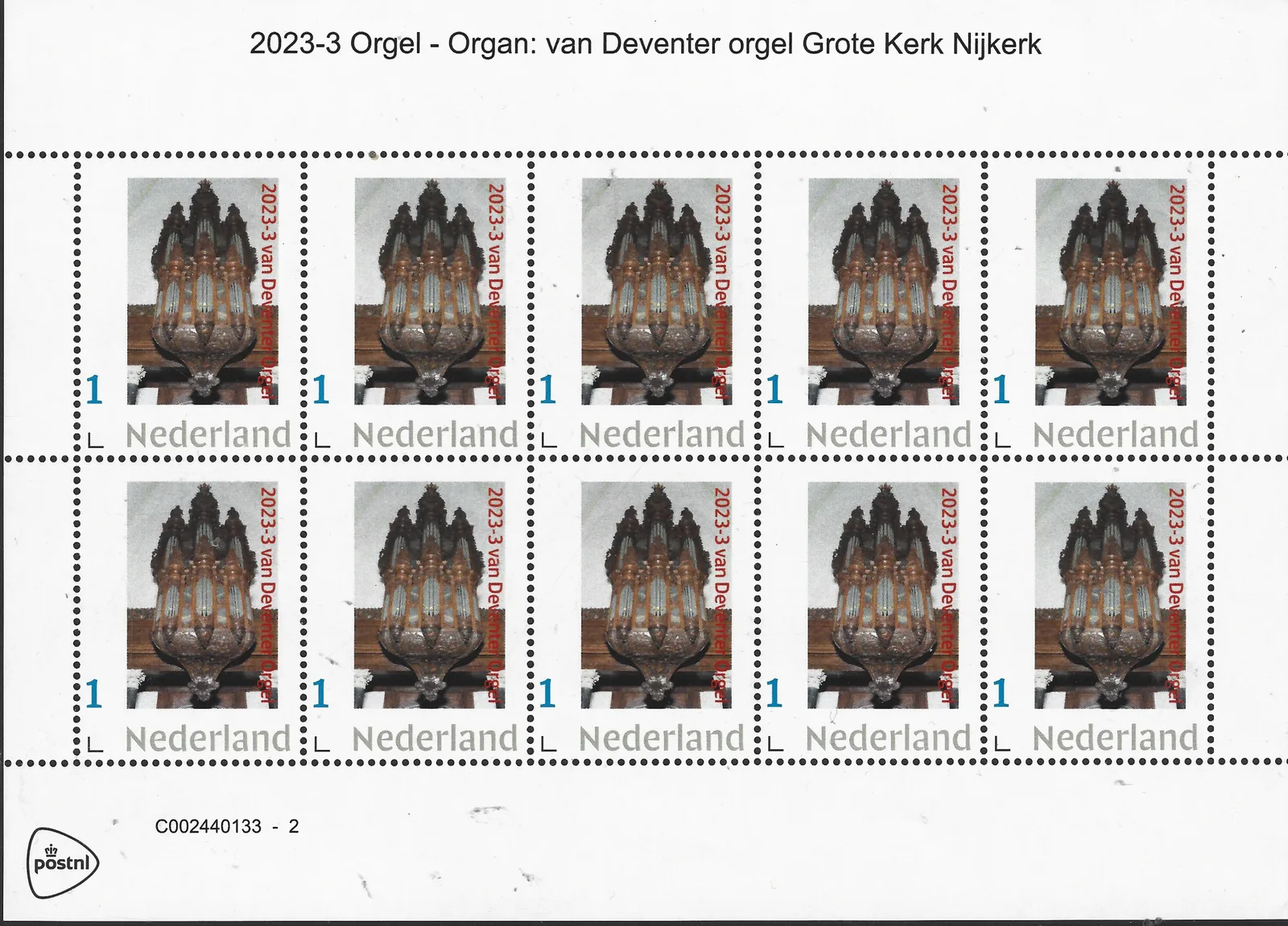 Niederlande 2023-3 Orgel: die van Deventer Orgel Große Kirche Nijkerk Bogen postfrisch/mnh