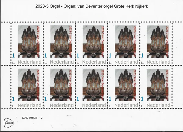 Nederland 2023-3 Orgel - Organ: het van Deventer orgel Grote Kerk Nijkerk vel-sheetlet postfris/mnh
