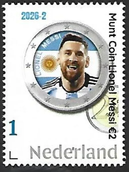 Nederland 2026-2 Beroemd op munt: Lionel Messi Soccer coin €2 postfris/mnh