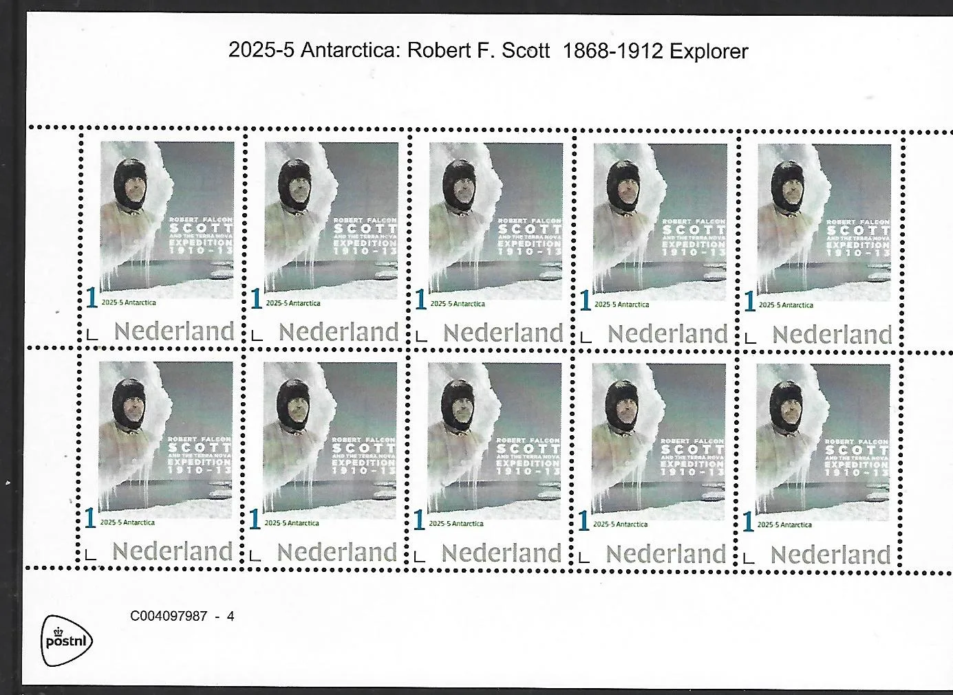 Netherlands 2025-5 Robert F Scott Antarctica sheetlet MNH