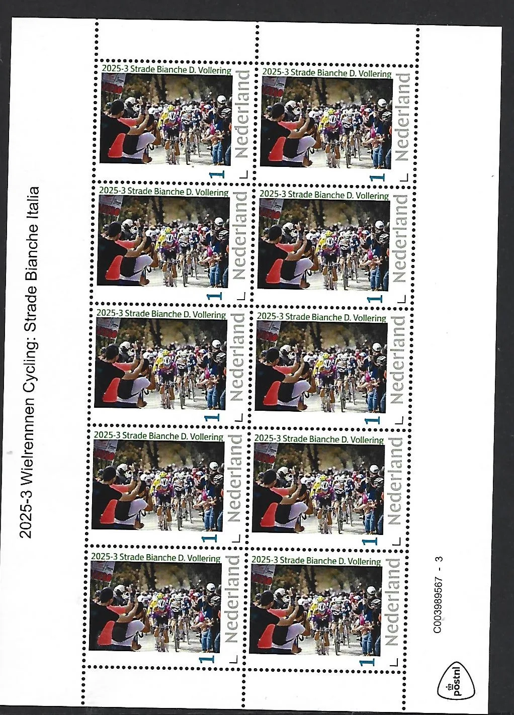 Nederland 2025-3 Wielrennen Cycling: Strade Bianche Italia sheetlet postfris/mnh