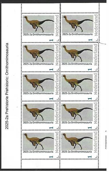 Nederland 2025-2a Prehistorie prehistoric: ORNITHOMIMOSAURIA sheetlet postfris/mnh