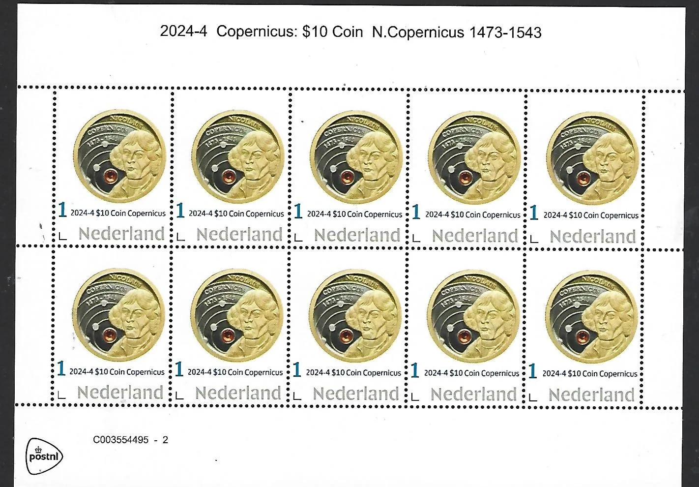 Pays-Bas 2024-4 Copernicus Nicolaus bloc neuf/mnh