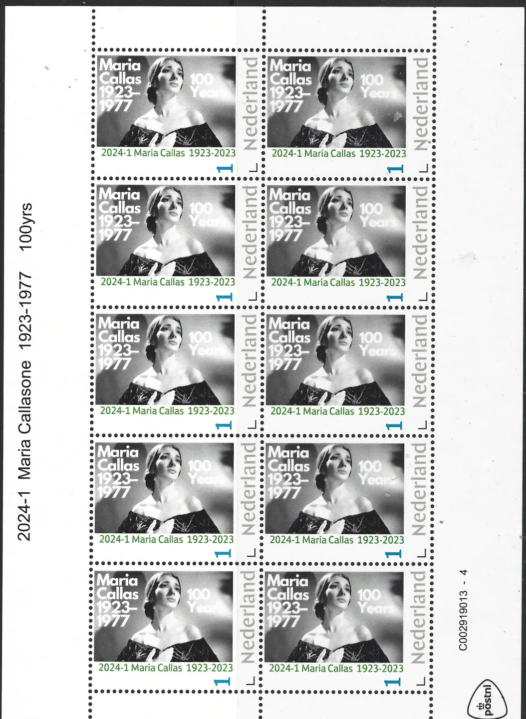 Niederlande 2024-1 Maria Callas Bogen postfrisch/mnh