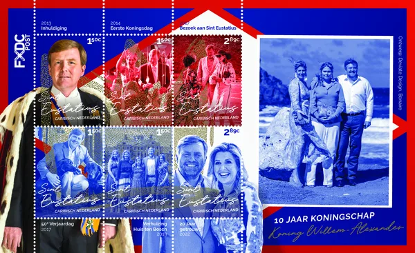 St Eiustatius 2023 10jr koning Willem-Alexander 10yrs King vel-sheetlet postfris/mnh