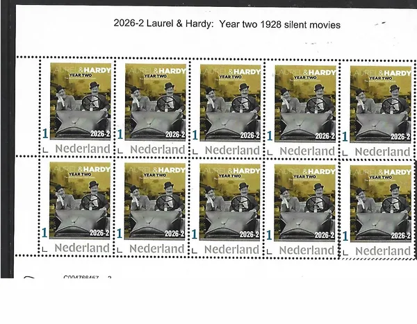 Nederland 2026-2 Laurel & Hardy 1928 Silent movies year two sheet postfris/mnh