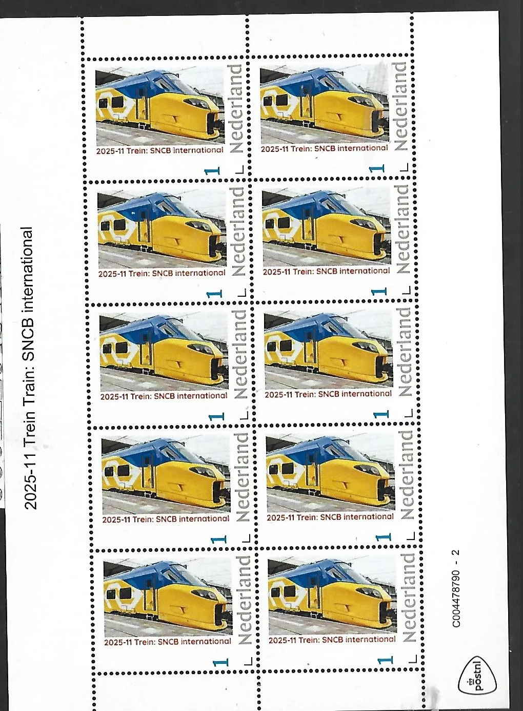 Netherlands 2025-11 Train: SCNB sheet MNH