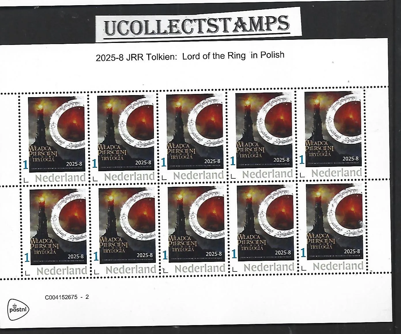 Nederland 2025-8 JRR Tolkien: Lord of the Ring in Polish sheet postfris/mnh