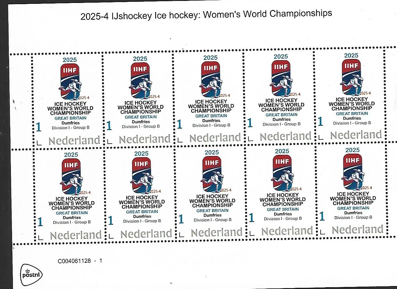 Nederland 2025-4 IJshockey Icehockey: Women's Worldchampionships sheet postfris/mnh