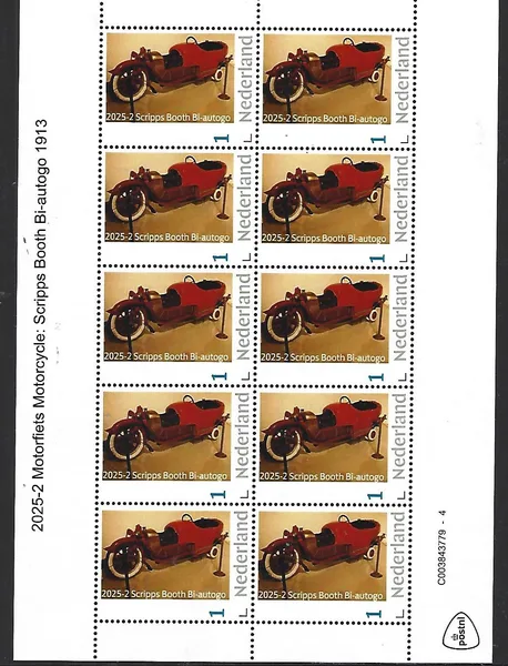 Netherlands 2025-2 Motorcycle: Scripps-Booth Biautogo 1913 sheetlet MNH