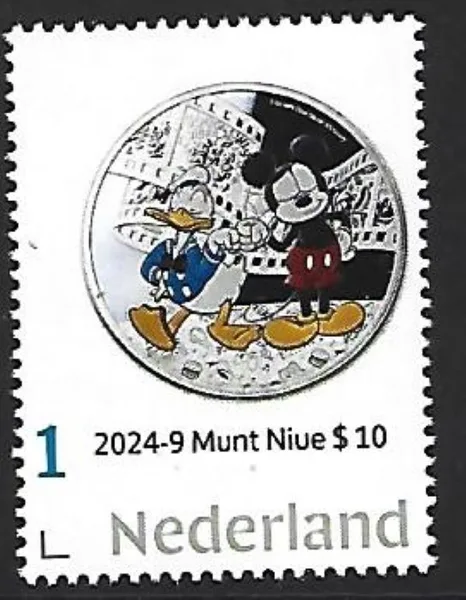 Netherlands 2024-9 Coin on stamp Disney Donald and Mickey MNH