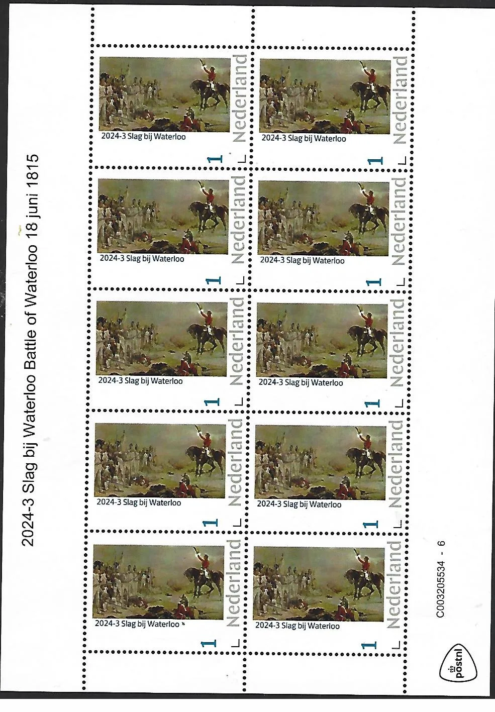 Pays-Bas 2024-3 Bataille de Waterloo 18 juin 1815 feuillet neuf/mnh