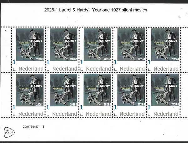 Netherlands 2026-1 Laurel & Hardy 1927 Silent movies year one sheet MNH