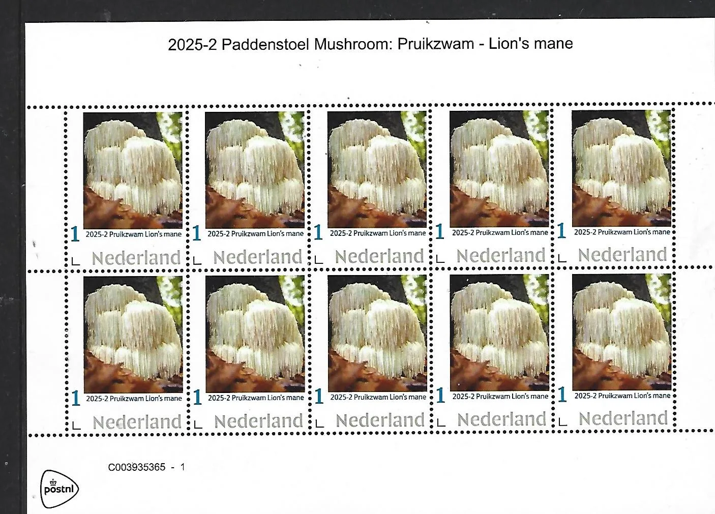 Netherlands 2025-2 Paddenstoel mushroom: Pruikzwam sheetlet MNH