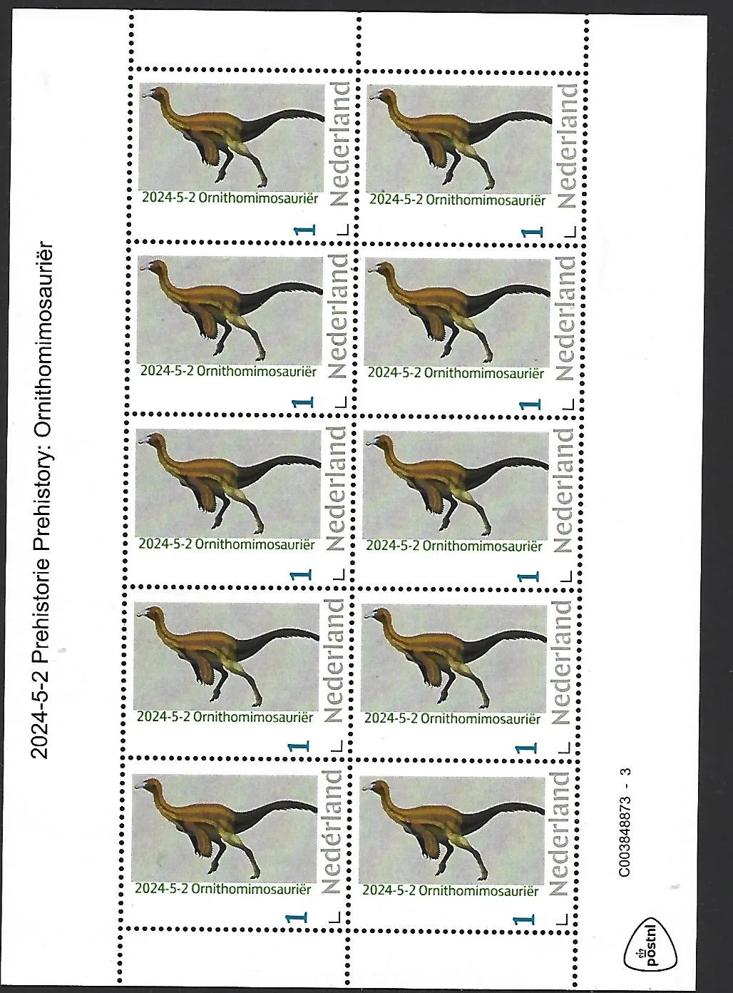 Netherlands 2025-2 Prehistory ornithomimosauriër sheetlet MNH