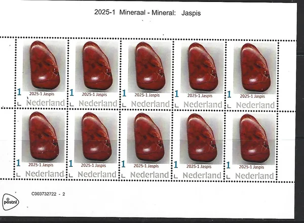 Nederland 2025-1 Mineralen Minerals: Jaspis sheetlet postfris/mnh
