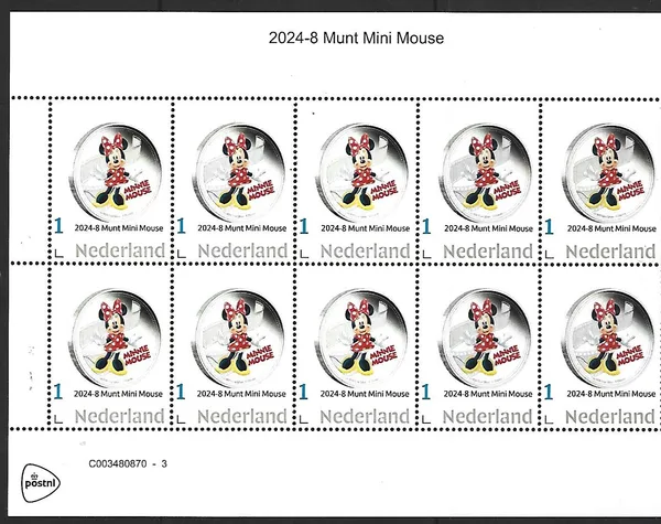 Netherlands 2024-8 Coin: Niue Mini Mouse sheetlet mnh5