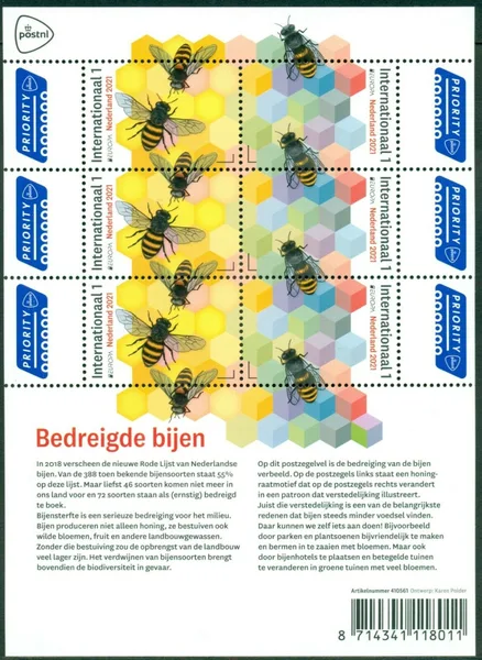 Nederland 2021 Europa Bedreigde Bijensoorten V3925-3926 postfris.mnh8