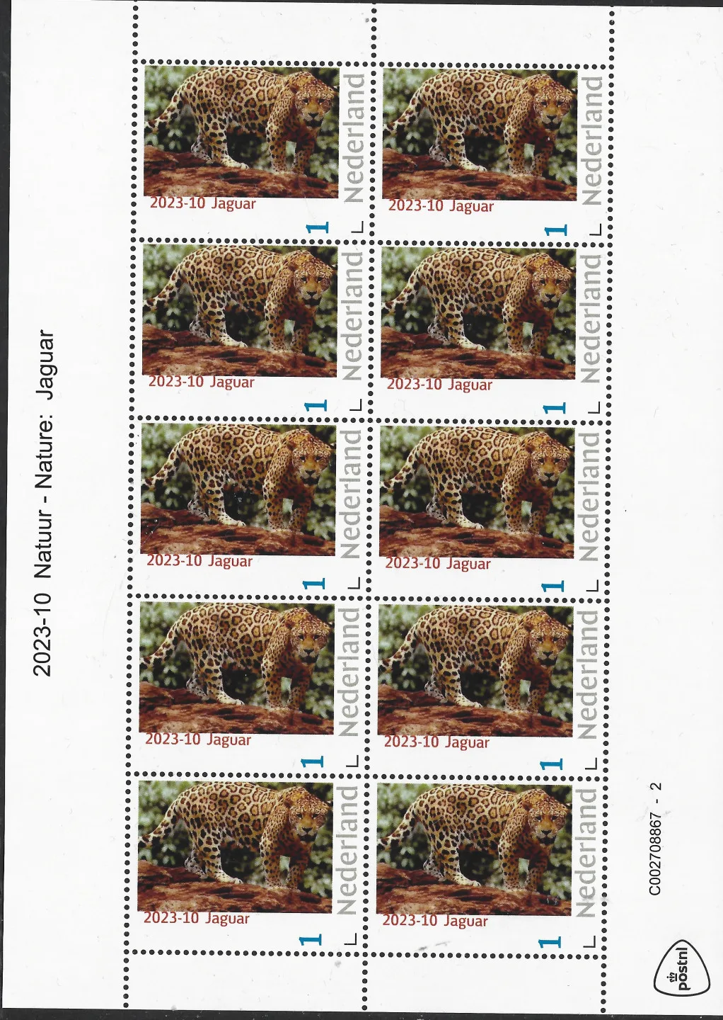 Niederlande 2023-10 Natur: Jaguar Veldenblatt postfrisch/mnh