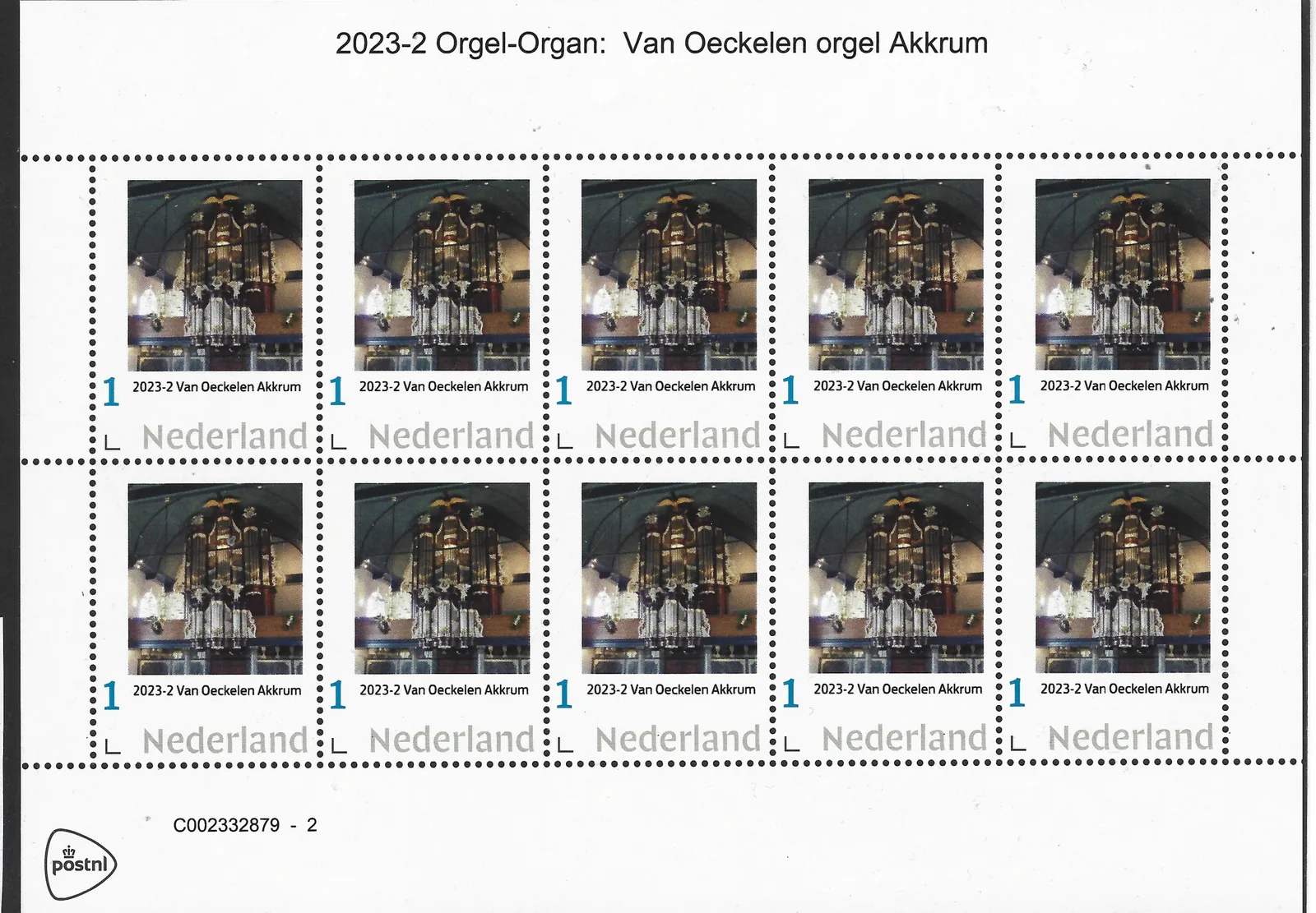 Niederlande 2023-2 Orgel: van Oeckelen Akkrum vel-Blatt postfrisch/mnh