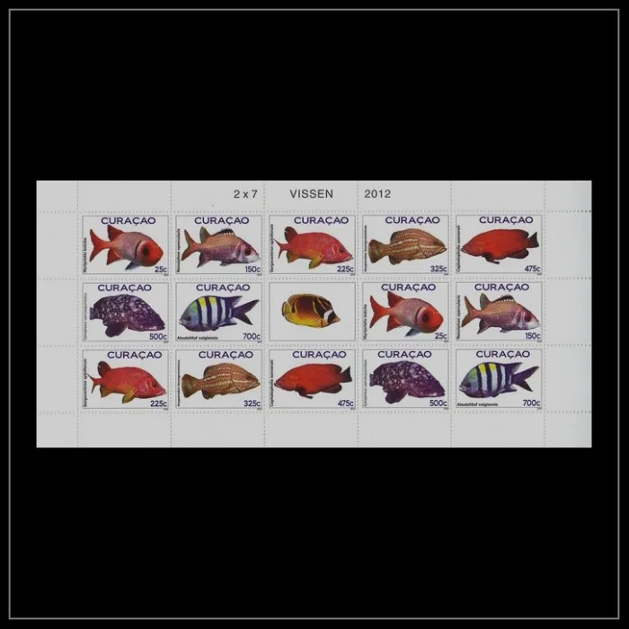 Curacao 66-72 Vissen velletje/sheetlet van 2 series 2012 postfris/mnh